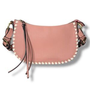 New Sondra Roberts Vegan Leather Tote Shoulder Bag Top Handle Pink Whipstitch